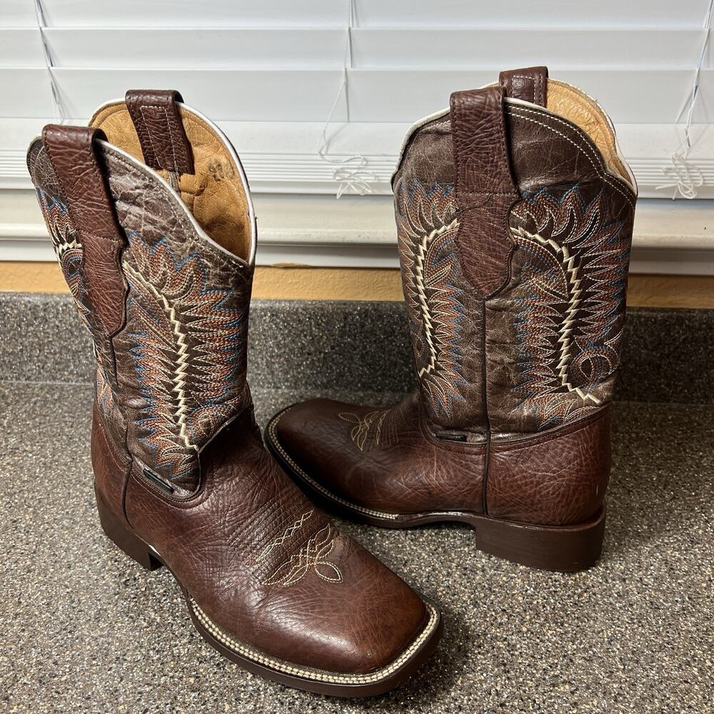 El Malcreado Brown Indie Embroidered Cowboy Boots Men Sz MEX 28 US 10 Square Toe